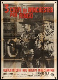 1b338 THREE GRAVES FOR A WINCHESTER Italian 1p '66 Mitchell, Mickey Hargitay, spaghetti western!
