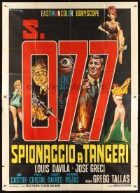 1b379 ESPIONAGE IN TANGIER Italian 2p '65 Marc Mato, agente S. 077, sexy spy artwork by Gasparri!