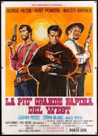 1b384 HALLELUJA FOR DJANGO Italian 2p '67 cool art of cowboys & priest with gun by Symeoni!