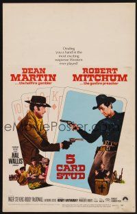 1b422 5 CARD STUD WC '68 Dean Martin & Robert Mitchum draw on each other, different poker design!