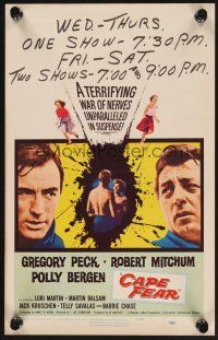 1b449 CAPE FEAR WC '62 Gregory Peck, Robert Mitchum, Polly Bergen, classic film noir!