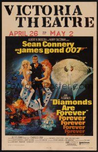 1b472 DIAMONDS ARE FOREVER WC '71 art of Sean Connery as James Bond by Robert McGinnis!