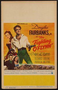 1b482 FIGHTING O'FLYNN WC '49 cool art of swashbuckler Douglas Fairbanks, Jr. & Helena Carter!