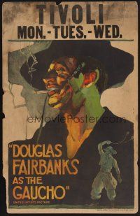 1b490 GAUCHO WC '27 incredible colorful close up art of suave smoking outlaw Douglas Fairbanks!