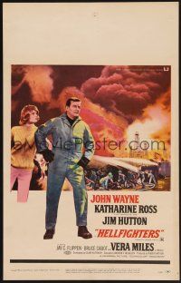 1b505 HELLFIGHTERS WC '69 John Wayne as fireman Red Adair, Katharine Ross, art of blazing inferno!