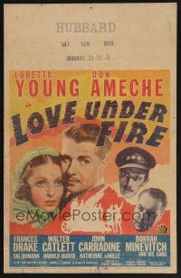 1b536 LOVE UNDER FIRE WC '37 Loretta Young, Don Ameche, John Carradine, Frances Drake