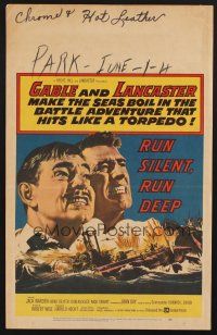1b575 RUN SILENT, RUN DEEP WC '58 Clark Gable & Burt Lancaster in military submarine!