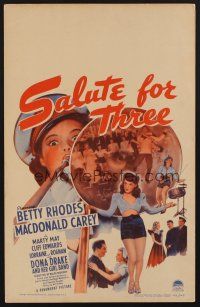 1b577 SALUTE FOR THREE WC '43 sexy Betty Rhodes, Dona Drake and Her Girl Band!