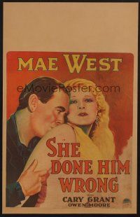 1b585 SHE DONE HIM WRONG WC '33 romantic artwork of Owen Moore kissing Mae West's shoulder!