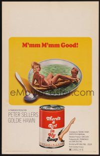 1b602 THERE'S A GIRL IN MY SOUP WC '71 Peter Sellers & Goldie Hawn, great Campbells soup can art!