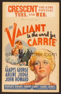 1b613 VALIANT IS THE WORD FOR CARRIE WC '36 art of Gladys George, who goes from tramp to success!