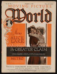 1c063 MOVING PICTURE WORLD exhibitor magazine March 5, 1921 Douglas Fairbanks, Max Linder & more!