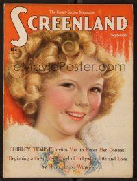 1c116 SCREENLAND magazine September 1935 wonderful art of cute Shirley Temple by Charles Sheldon!