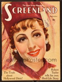 1c118 SCREENLAND magazine September 1937 art of pretty Luise Rainer by Marland Stone!