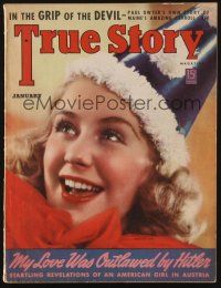 1c121 TRUE STORY magazine January 1939 portrait of Dorothea Davis wearing New Year party hat!