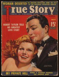 1c120 TRUE STORY magazine May 1937 wonderful artwork of sexy Jean Harlow & Robert Taylor!