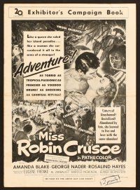 1c231 MISS ROBIN CRUSOE pressbook '53 great jungle artwork, savage excitement, flaming love!