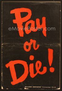 1c239 PAY OR DIE pressbook '60 Ernest Borgnine, Zohra Lampert, Marty vs the Mafia!
