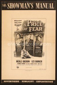 1c243 PRICE OF FEAR pressbook '56 the net of terror tightens on Merle Oberon, now there's no escape!