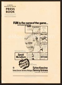 1c264 THREE BITES OF THE APPLE pressbook '67 David McCallum, great board game poster design!