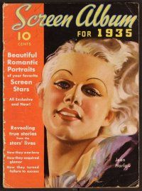 1c105 SCREEN ALBUM magazine 1935 incredible artwork of beautiful platinum blonde Jean Harlow!