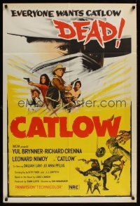 1d206 CATLOW Aust 1sh '71 everyone wants Yul Brynner dead & buried, cool gunfight image!