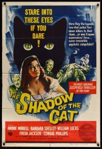 1d220 SHADOW OF THE CAT Aust 1sh '61 sexy Barbara Shelley, stare into its eyes if you dare!