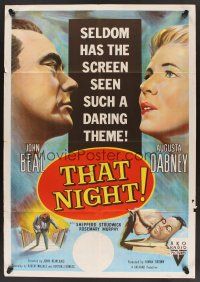 1d223 THAT NIGHT Aust 1sh '57 husband John Beal and wife Augusta Dabney have sex troubles!