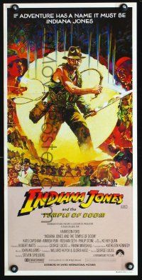 1d353 INDIANA JONES & THE TEMPLE OF DOOM Vaughan art style Aust daybill '84 art of Harrison Ford!