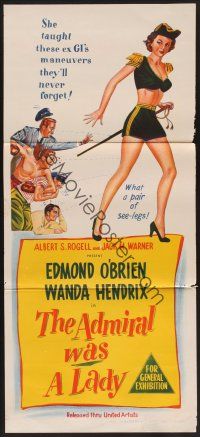 1d237 ADMIRAL WAS A LADY Aust daybill '50 boxer & cab driver lust after sexy Wanda Hendrix!