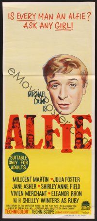 1d239 ALFIE Aust daybill '66 British cad Michael Caine loves them and leaves them, ask any girl!
