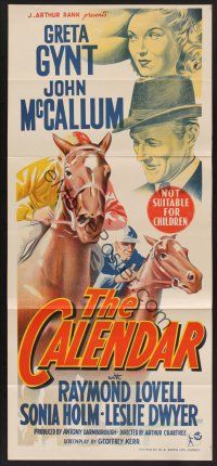 1d270 CALENDAR Aust daybill '48 Greta Gynt, John McCallum, horse racing stone litho!