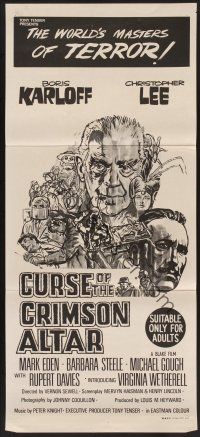 1d289 CRIMSON CULT Aust daybill '70 Boris Karloff, Christopher Lee, Curse of the Crimson Altar!