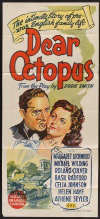 1d299 DEAR OCTOPUS Aust daybill '43 Margaret Lockwood, Michael Wilding, different stone litho!