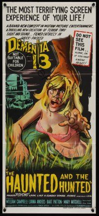 1d301 DEMENTIA 13 Aust daybill '63 Roger Corman, The Haunted & the Hunted, cool horror art!