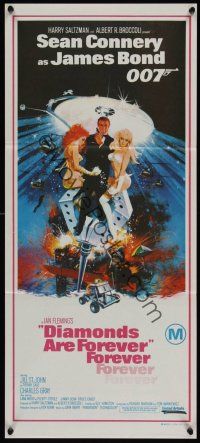1d303 DIAMONDS ARE FOREVER Aust daybill '71 art of Sean Connery as James Bond by Robert McGinnis!