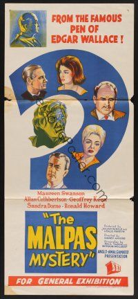 1d389 MALPAS MYSTERY Aust daybill '50s one of a series of short movies from Edgar Wallace stories!