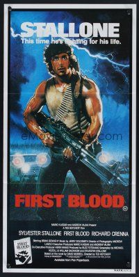 1d316 FIRST BLOOD Aust daybill '82 artwork of Sylvester Stallone as John Rambo by Drew Struzan!