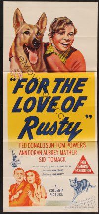 1d318 FOR THE LOVE OF RUSTY Aust daybill '47 John Sturges directed, boy & his German Shepherd dog!