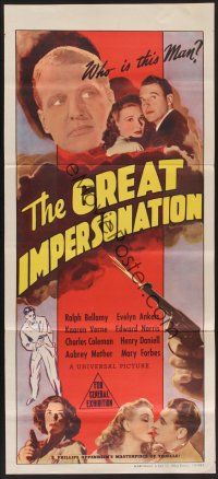 1d333 GREAT IMPERSONATION Aust daybill '42 spy Ralph Bellamy is twice as dangerous, Evelyn Ankers