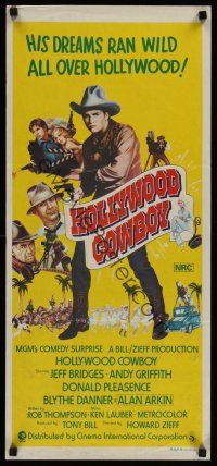 1d340 HEARTS OF THE WEST Aust daybill '75 different image of Hollywood Cowboy Jeff Bridges!