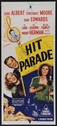 1d344 HIT PARADE OF 1947 Aust daybill '47 Eddie Albert, Woody Herman, stone litho!