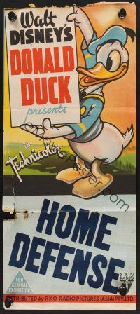 1d345 DONALD DUCK PRESENTS Aust daybill 1940s Walt Disney, RKO, Home Defense