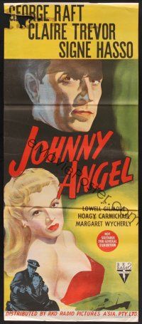 1d363 JOHNNY ANGEL Aust daybill '45 George Raft & sexy French Claire Trevor in New Orleans!