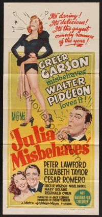 1d365 JULIA MISBEHAVES Aust daybill '48 Greer Garson, Walter Pidgeon, Peter Lawford, Liz Taylor