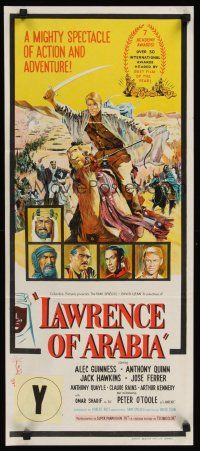 1d374 LAWRENCE OF ARABIA Aust daybill '63 David Lean classic, stone litho of Peter O'Toole!