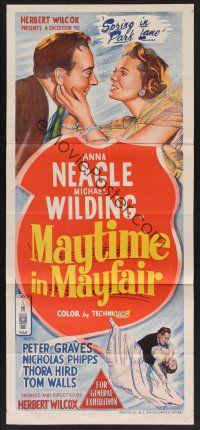1d395 MAYTIME IN MAYFAIR Aust daybill '52 Anna Neagle, Michael Wilding, a sparkling romantic musical