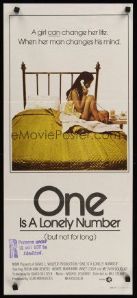 1d420 ONE IS A LONELY NUMBER Aust daybill '72 Trish Van Devere in nightie in bed alone!