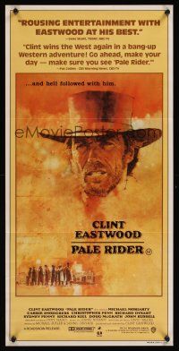 1d425 PALE RIDER Aust daybill '85 great artwork of cowboy Clint Eastwood by C. Michael Dudash!