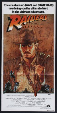 1d434 RAIDERS OF THE LOST ARK Aust daybill '81 great artwork of Harrison Ford by Richard Amsel!